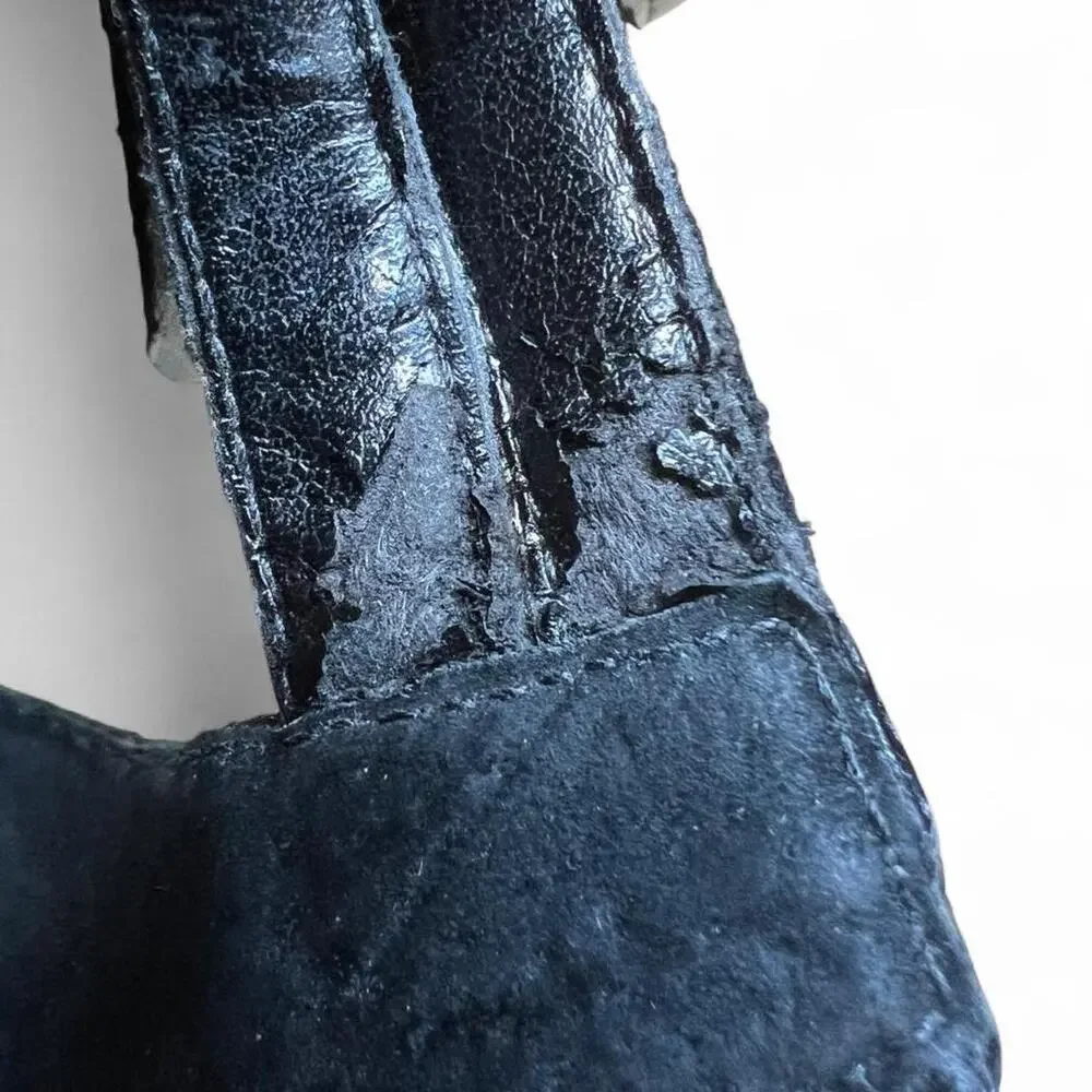 Ralph Lauren black leather wedge